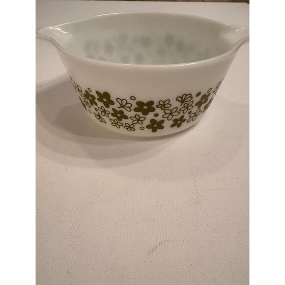 Vintage Pyrex 474-B Casserole Dish Spring Blossom White Green 1.5qt - Picture 2 of 7